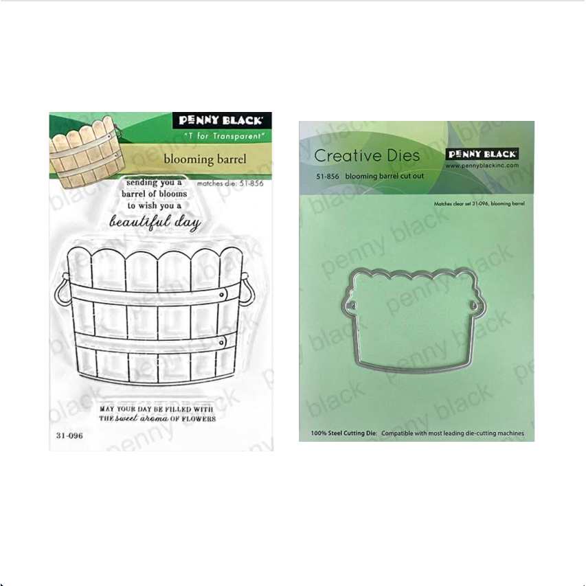 Penny Black Blooming Barrel Clear Stamp and Die Set