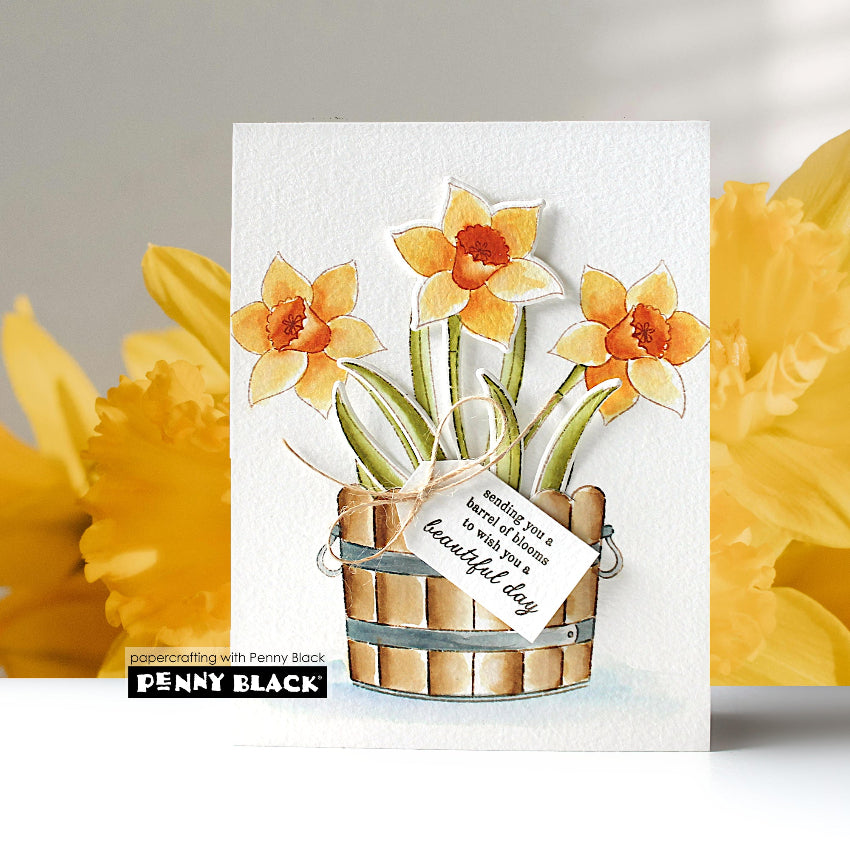 Penny Black Blooming Barrel Cut Out Coordinating Die 51-856 daffodils