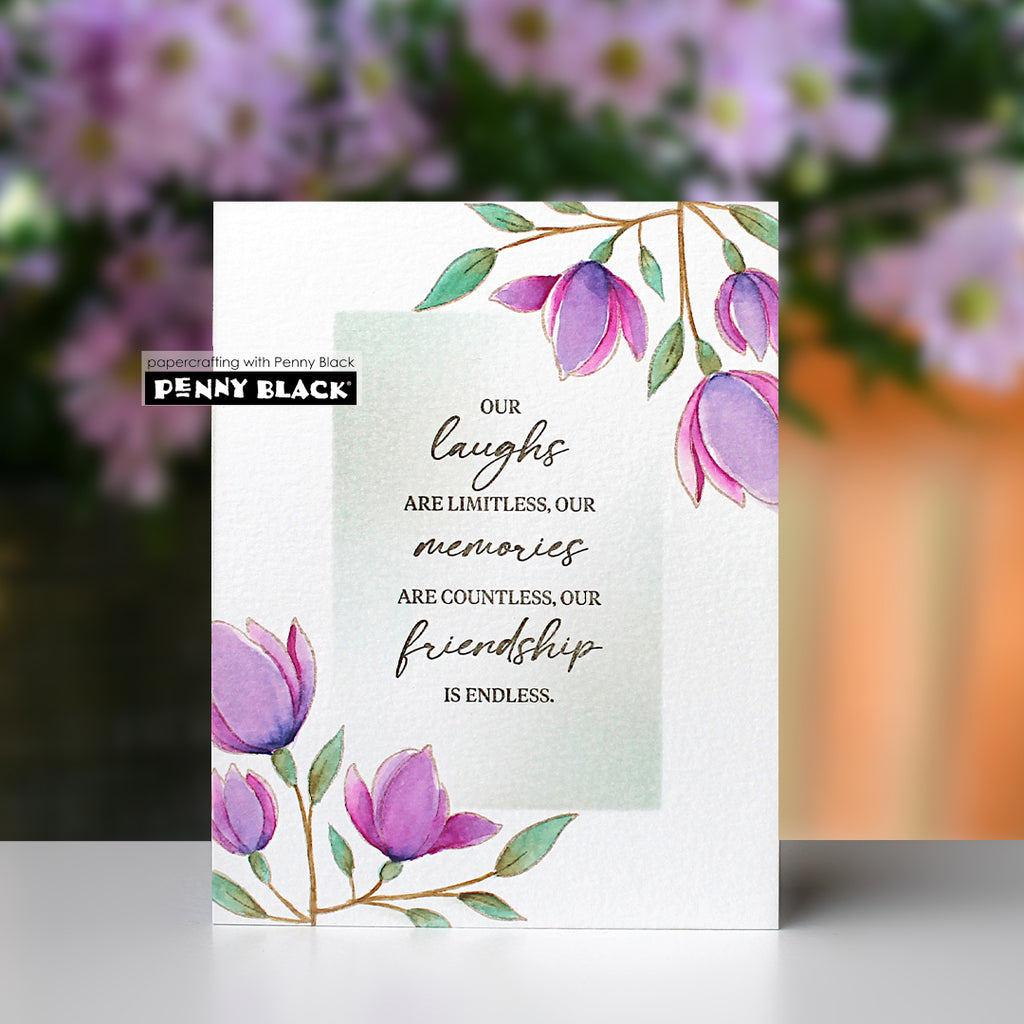 Penny Black Blooming Thoughts Clear Stamp and Die Set friendship