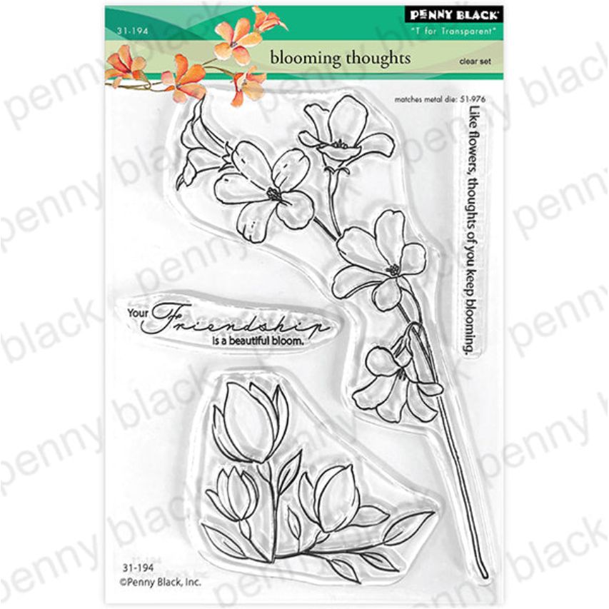 Penny Black Blooming Thoughts Clear Stamp and Die Set image 1