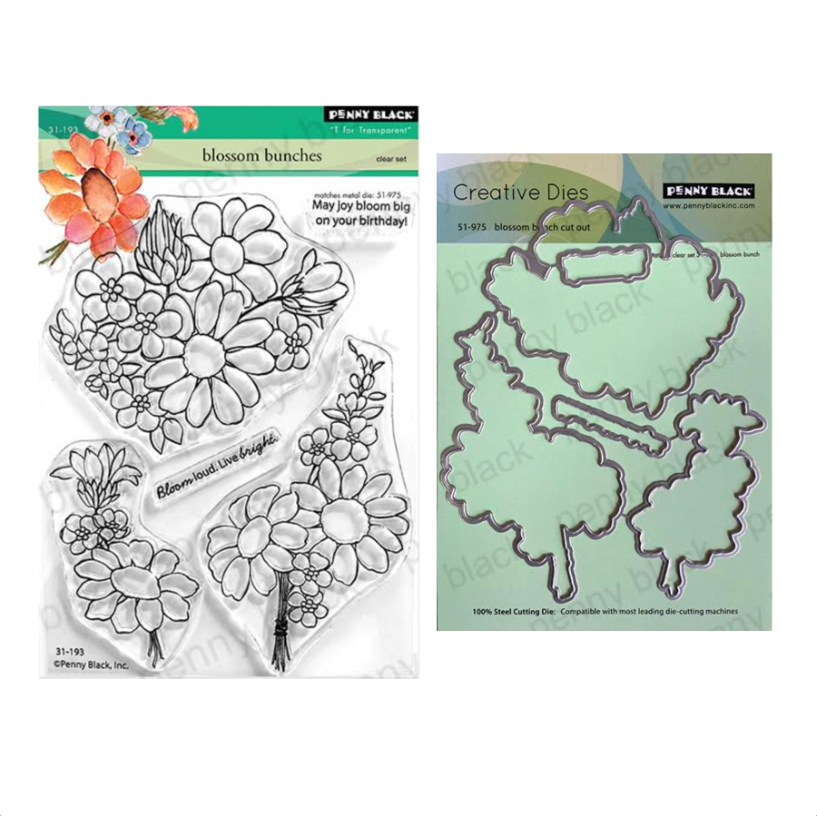 Penny Black Blossom Bunches Clear Stamp and Die Set