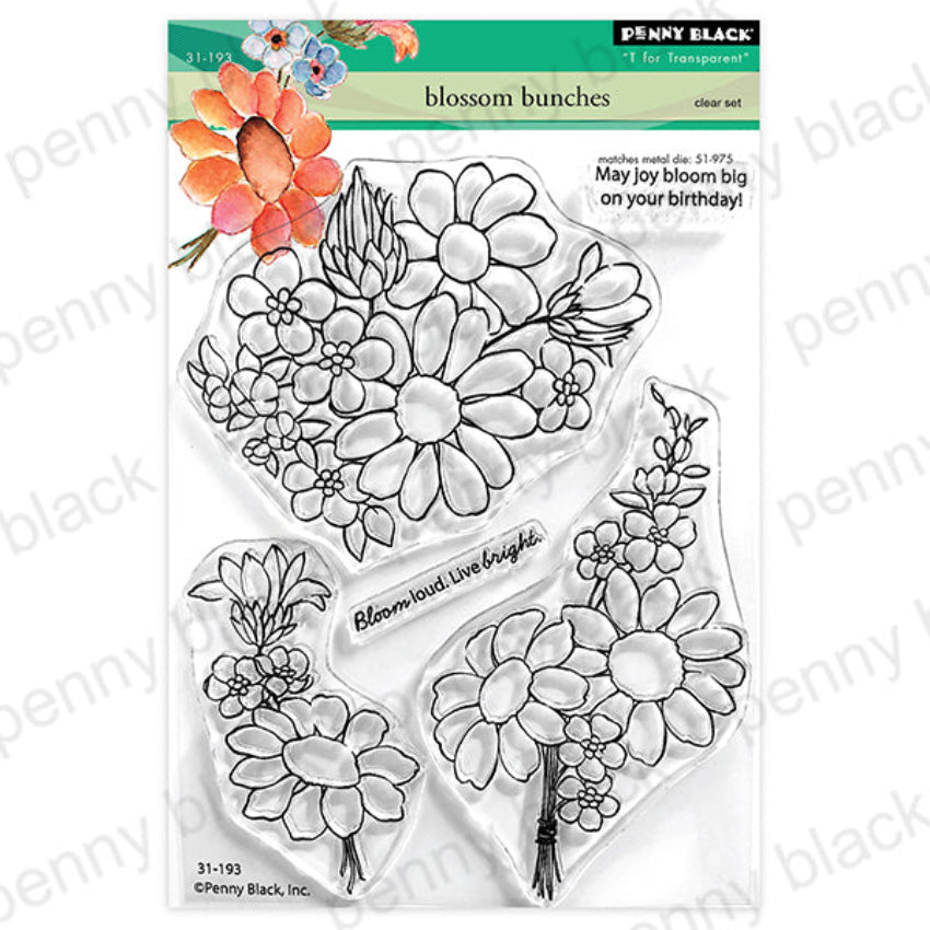 Penny Black Blossom Bunches Clear Stamp and Die Set image 1