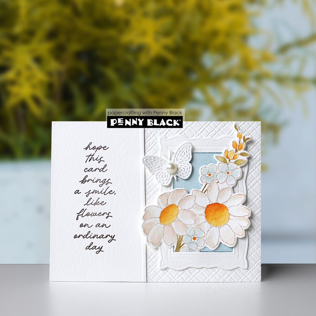 Penny Black Blossom Bunches Clear Stamp and Die Set white flowers