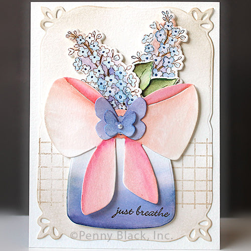 Penny Black Breathtaking Lilacs Cut Outs Coordinating Dies 51-867 pink bow