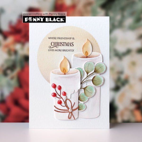 Penny Black Candle Vigil Dies 52-037 friendship and christmas card