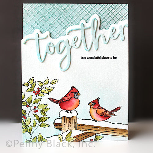 Penny Black Cardinal Christmas Cling Stamp 40-936 fence post