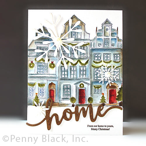 Penny Black Christmas Town Cling Stamp 40-943 snowflakes
