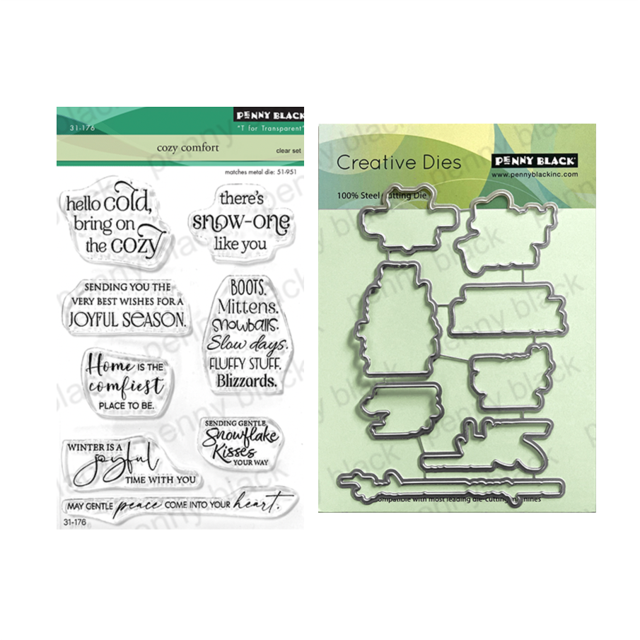 Penny Black Cozy Comfort Clear Stamp and Cut Out Die Set