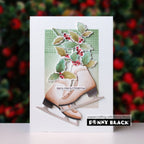 Penny Black Crimson Christmas Clear Stamp and Die Set ice skates christmas card