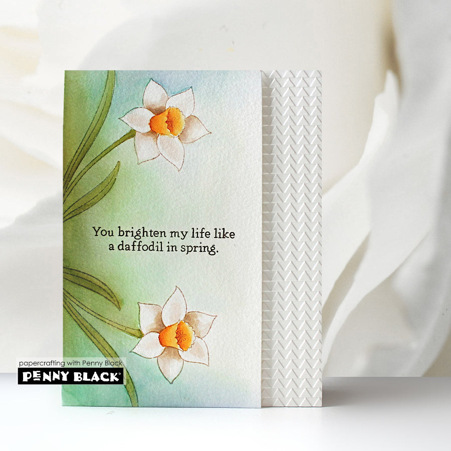 Penny Black Daffodils Clear Stamp and Die Set watercolor background