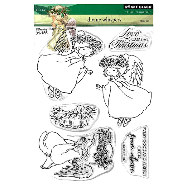 Penny Black Divine Whispers Clear Stamp and Die Set baby image 1