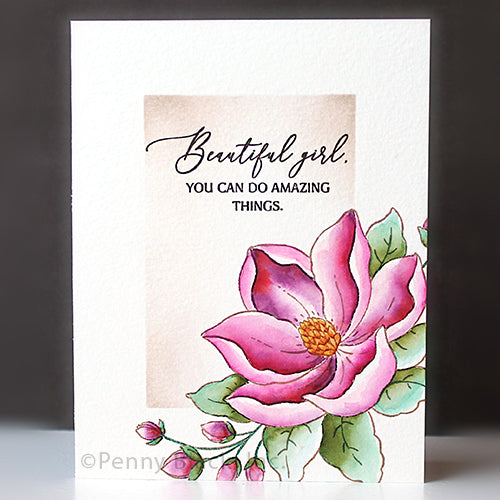 Penny Black Dreams Blossom Clear Stamp and Die Set pink flower