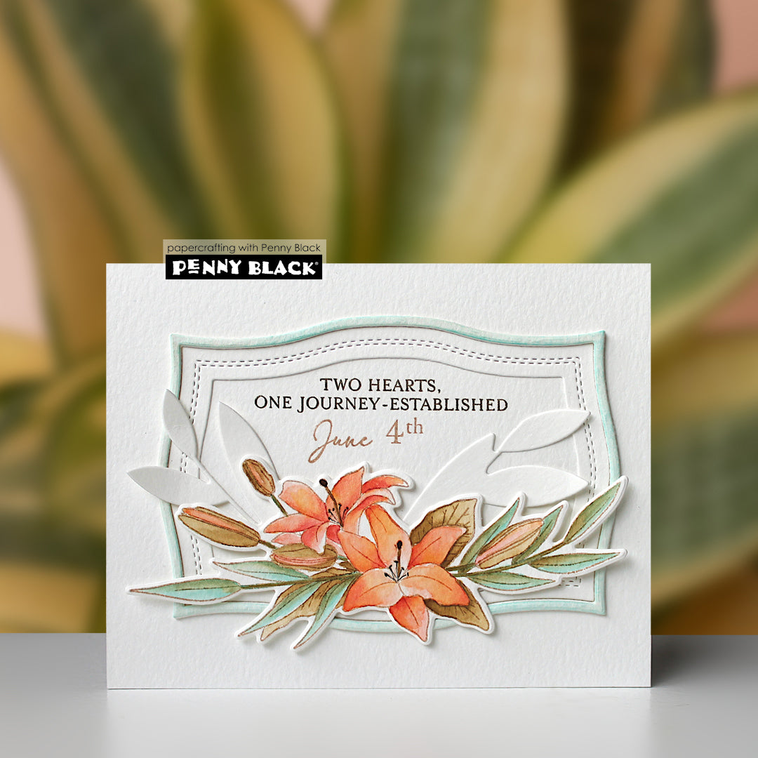 Penny Black Elegant Beauty Clear Stamp and Die Set lillies
