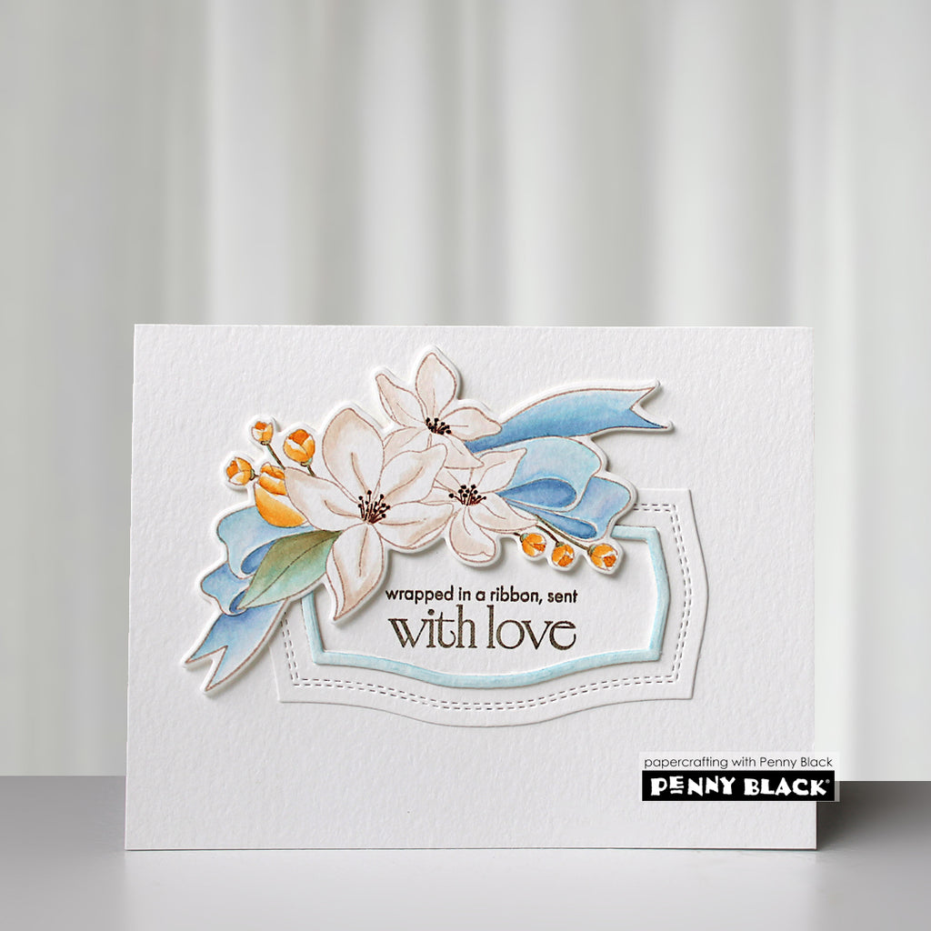 Penny Black Elegant Beauty Clear Stamps 31-227 blue bow