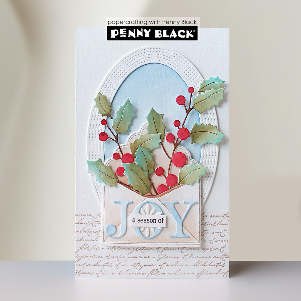 Penny Black Fanning Holly Die 52-042 season of joy card