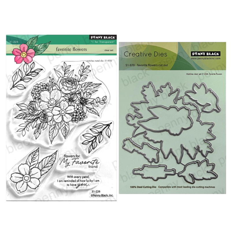 Penny Black Favorite Flowers Clear Stamp and Die Set