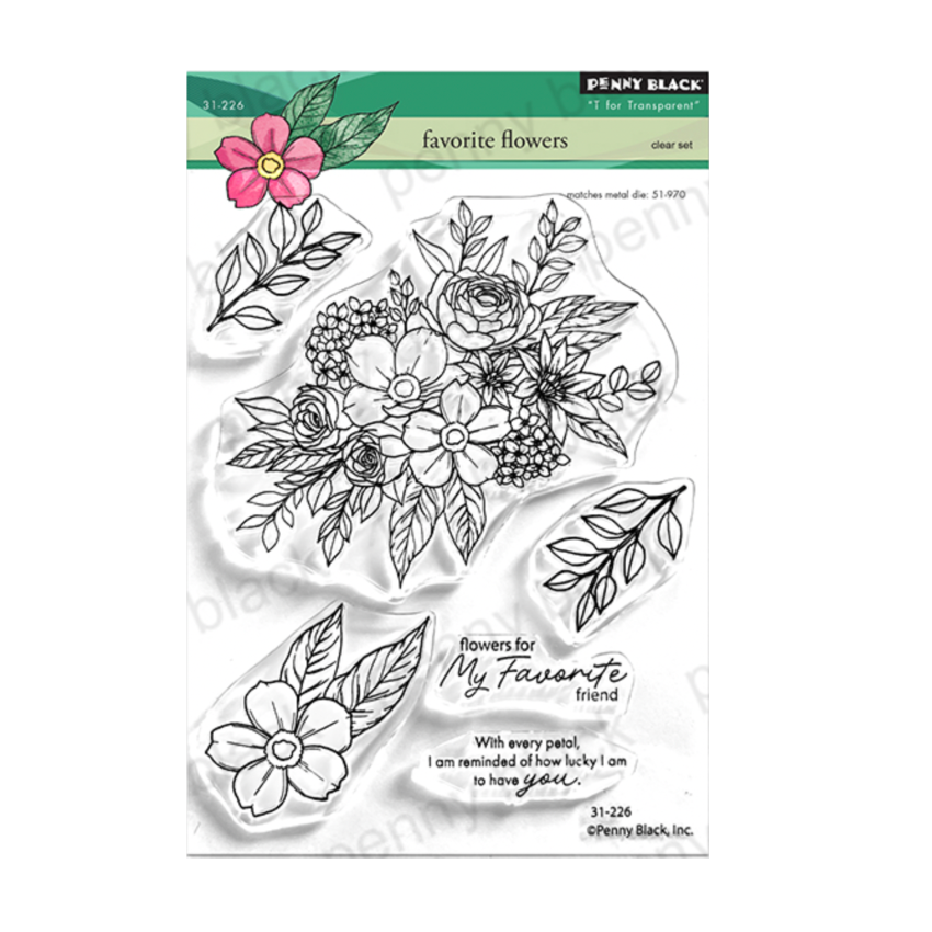 Penny Black Favorite Flowers Clear Stamp and Die Set image 1