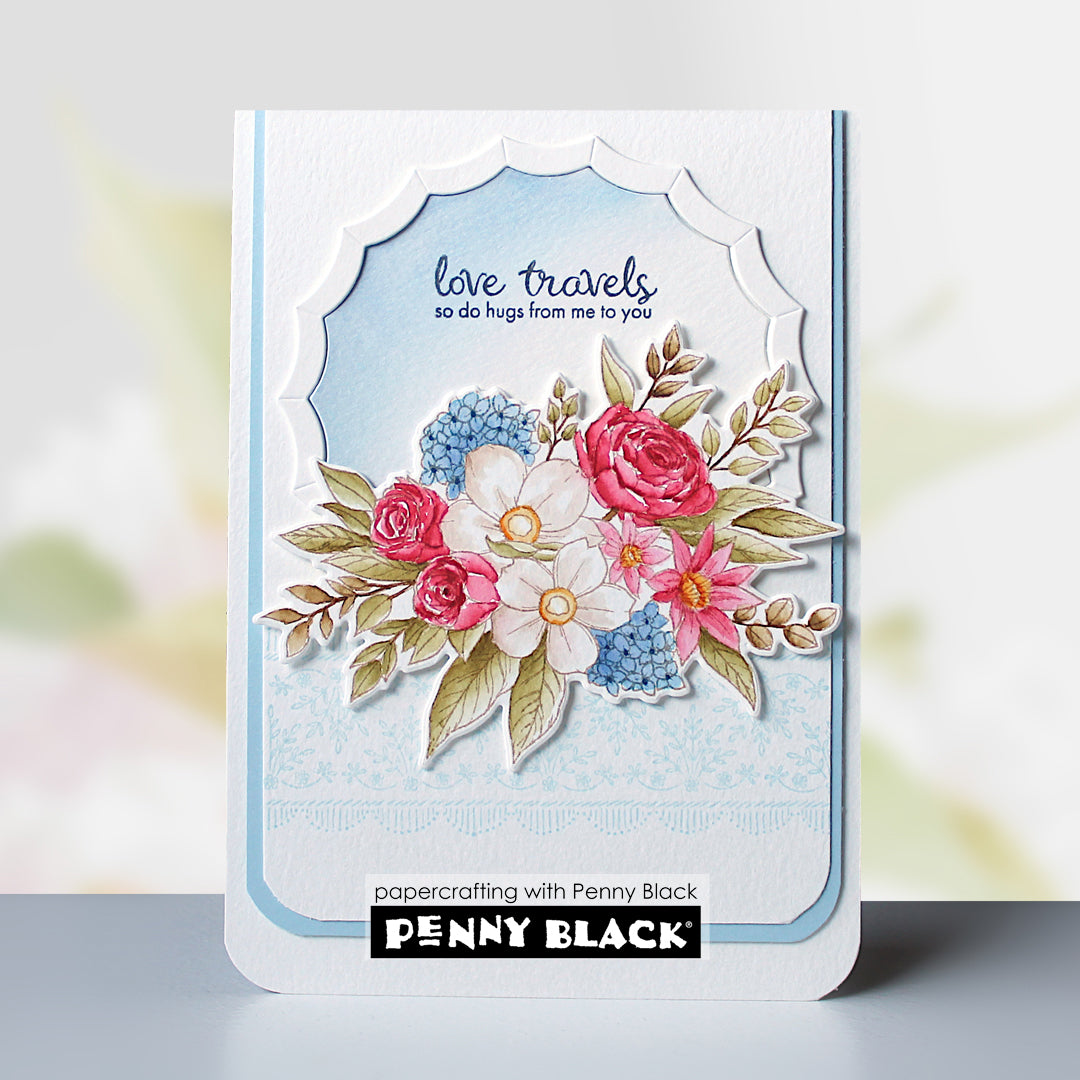 Penny Black Favorite Flowers Clear Stamp and Die Set love