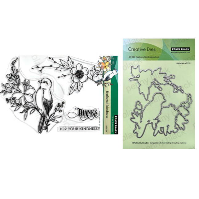 Penny Black Feathered Kindness Clear Stamp and Die Set