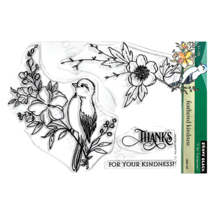 Penny Black Feathered Kindness Clear Stamp and Die Set clear