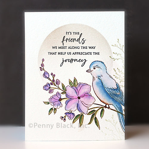 Penny Black Feathered Kindness Clear Stamp and Die Set friends