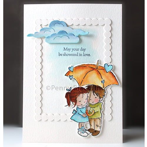 Penny Black Flood of Hearts Cut Out Clear Stamp and Die Set rain