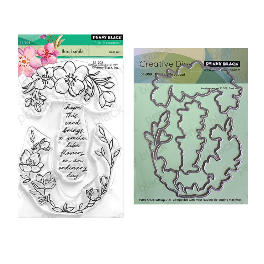 Penny Black Floral Smile Clear Stamp and Die Set
