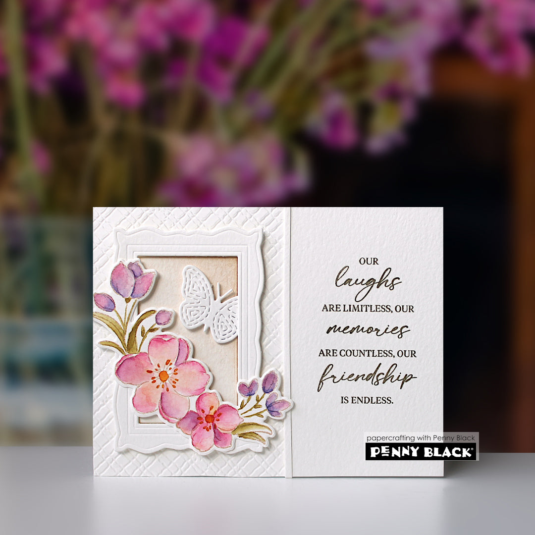 Penny Black Floral Smile Clear Stamp and Die Set friendship