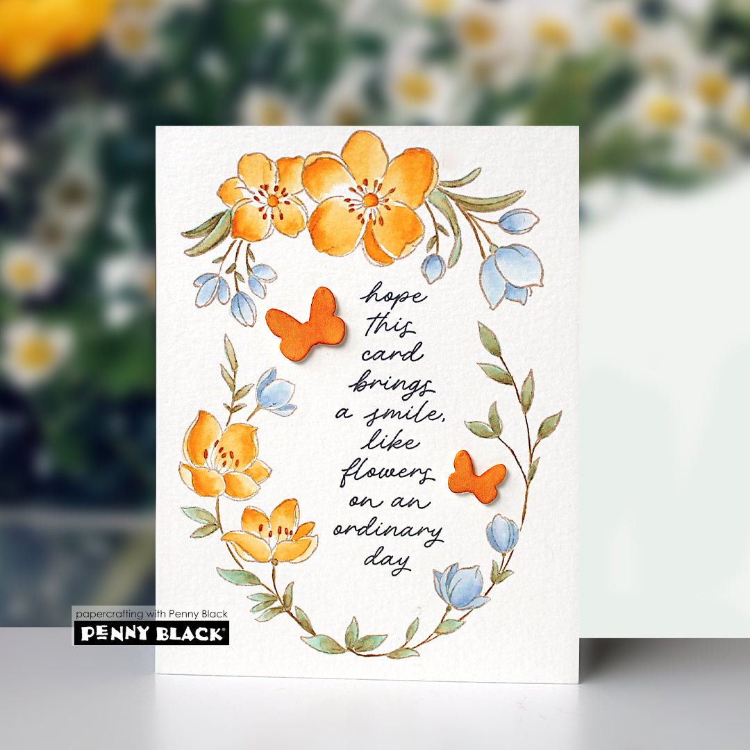 Penny Black Floral Smile Clear Stamps 31-208 orange flowers