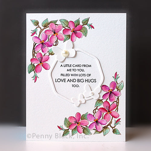 Penny Black Floral Vines Clear Stamp and Die Set pink