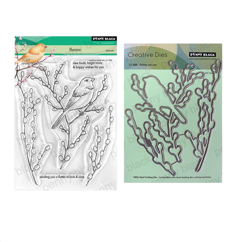 Penny Black Flutter Clear Stamp and Die Set