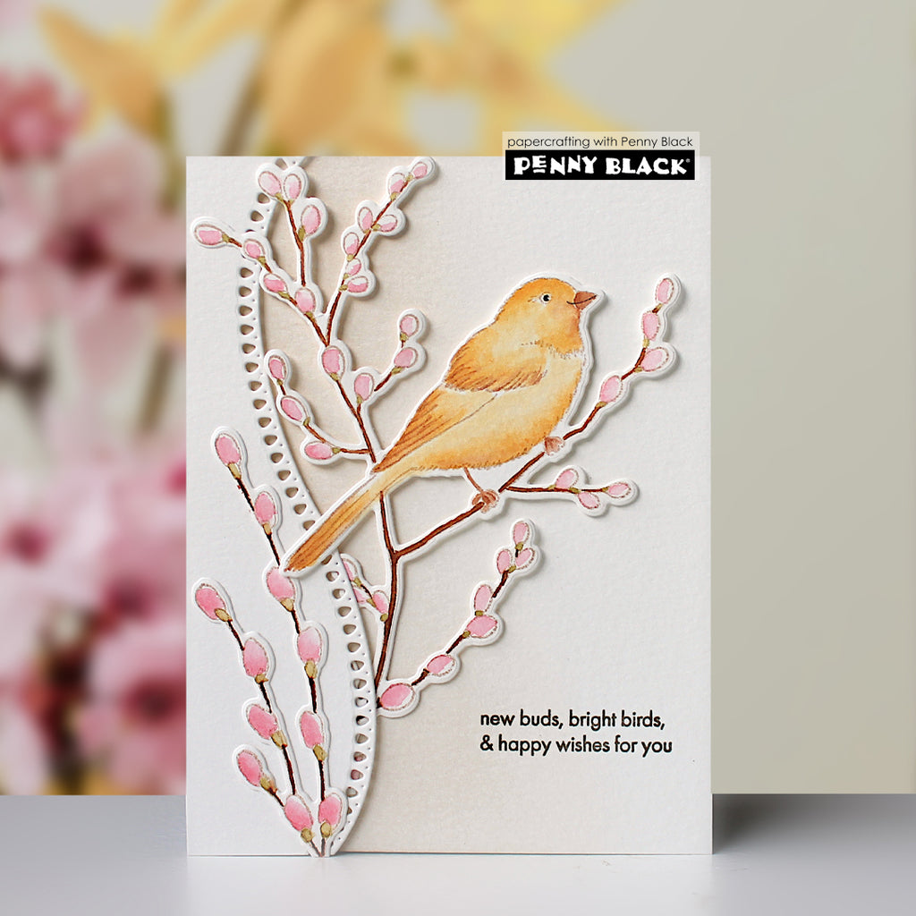 Penny Black Flutter Clear Stamps 31-207 pink buds