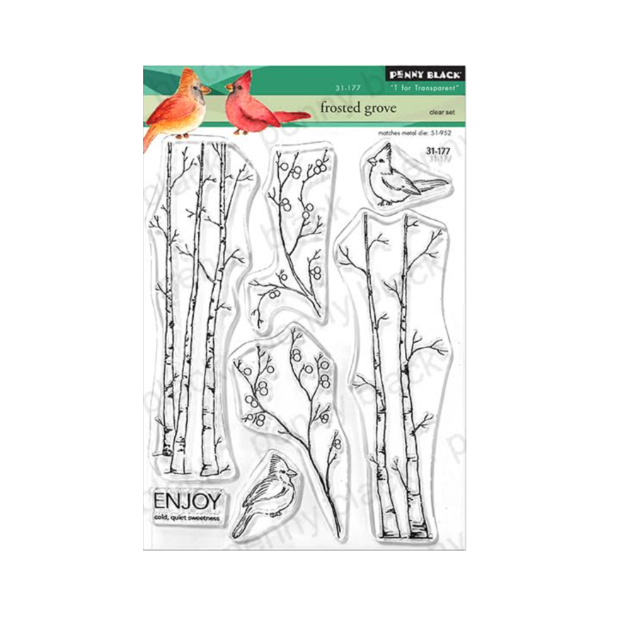 Penny Black Frosted Grove Clear Stamp and Cut Out Die Set image 1