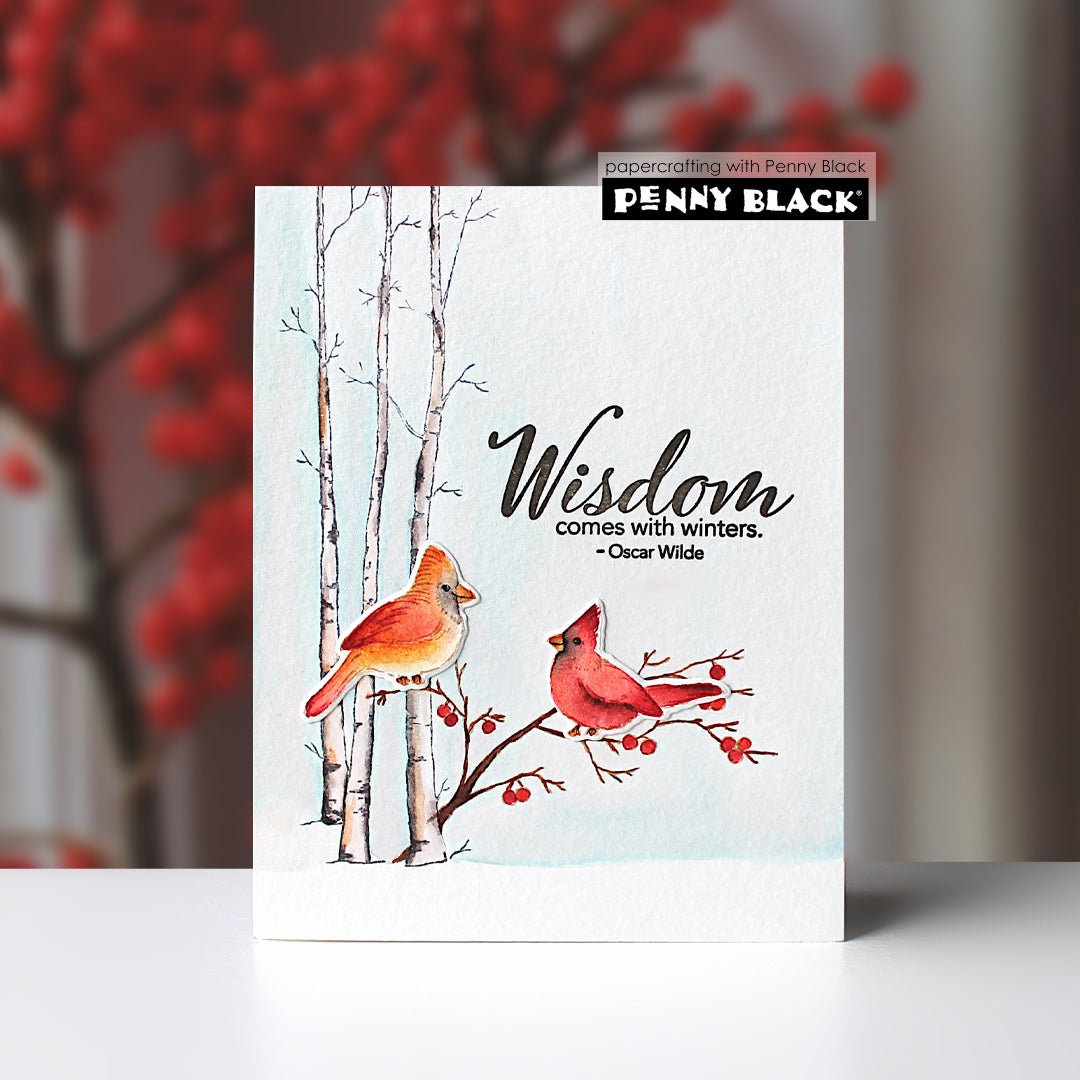 Penny Black Frosted Grove Clear Stamp and Cut Out Die Set wisdom