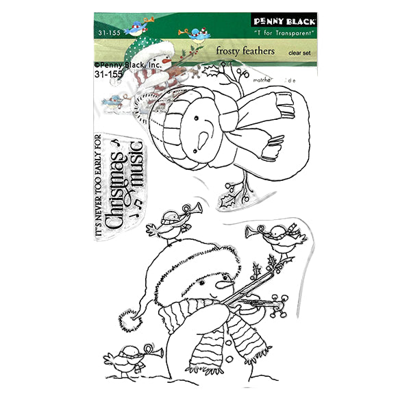 Penny Black Frosty Feathers Clear Stamp and Die Set image 1
