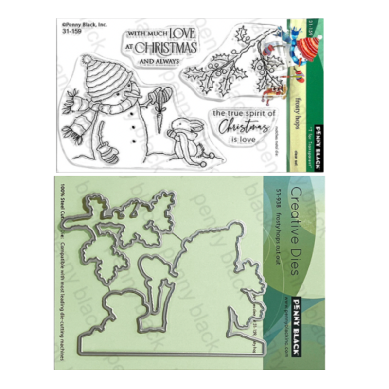 Penny Black Frosty Hops Clear Stamp and Die Set
