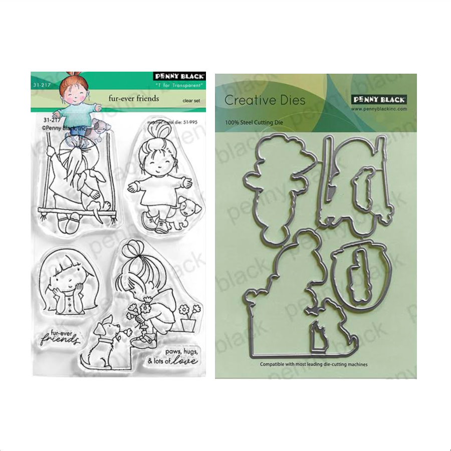 Penny Black Fur-Ever Friends Clear Stamp and Die Set