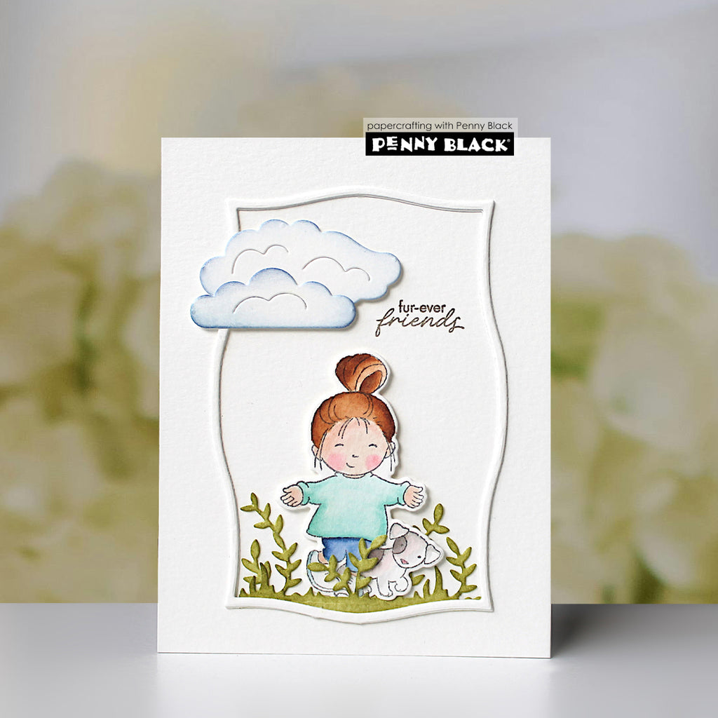 Penny Black Fur-Ever Friends Clear Stamp and Die Set fluffy clouds