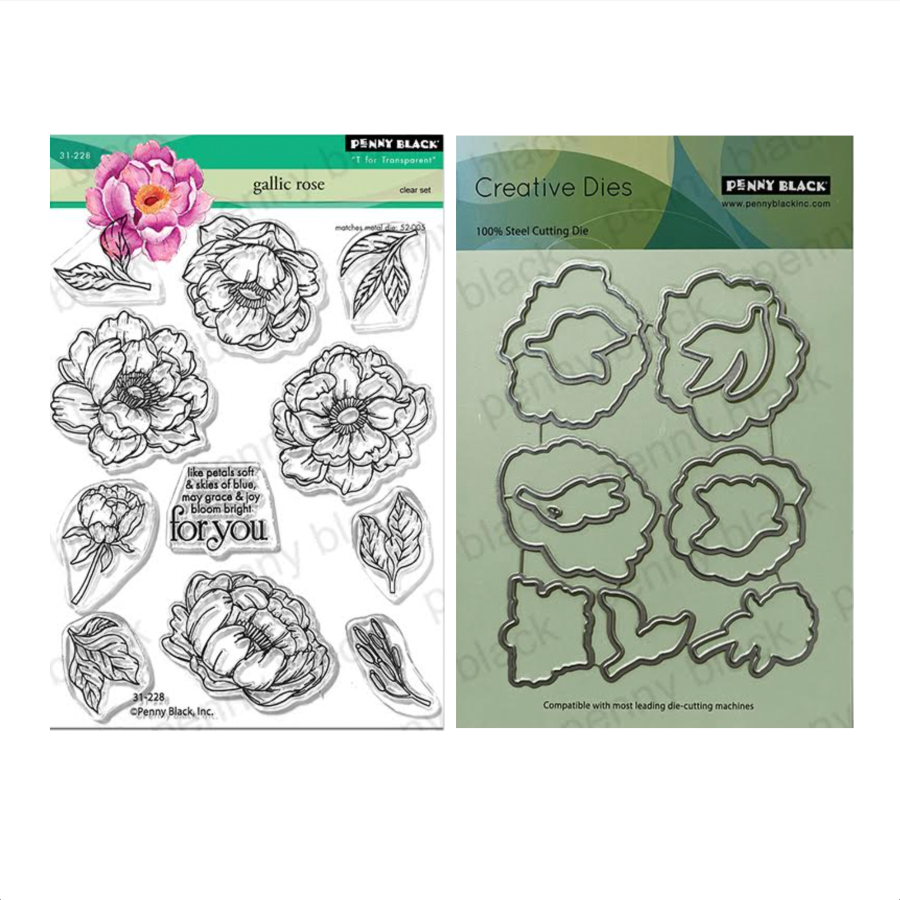 Penny Black Gallic Rose Clear Stamp and Die Set