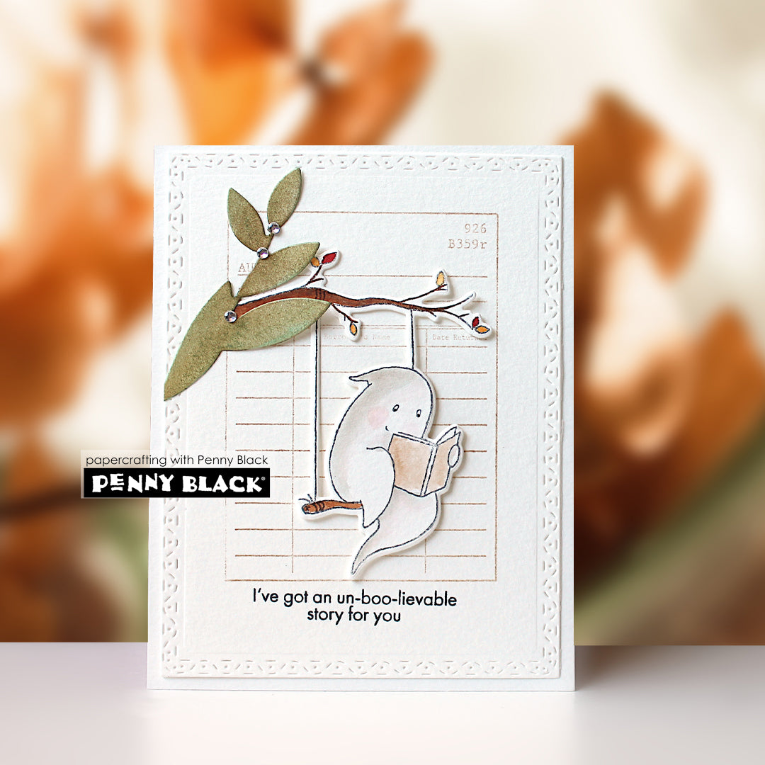 Penny Black Ghost Story Clear Stamps 31-263 ghost reading card