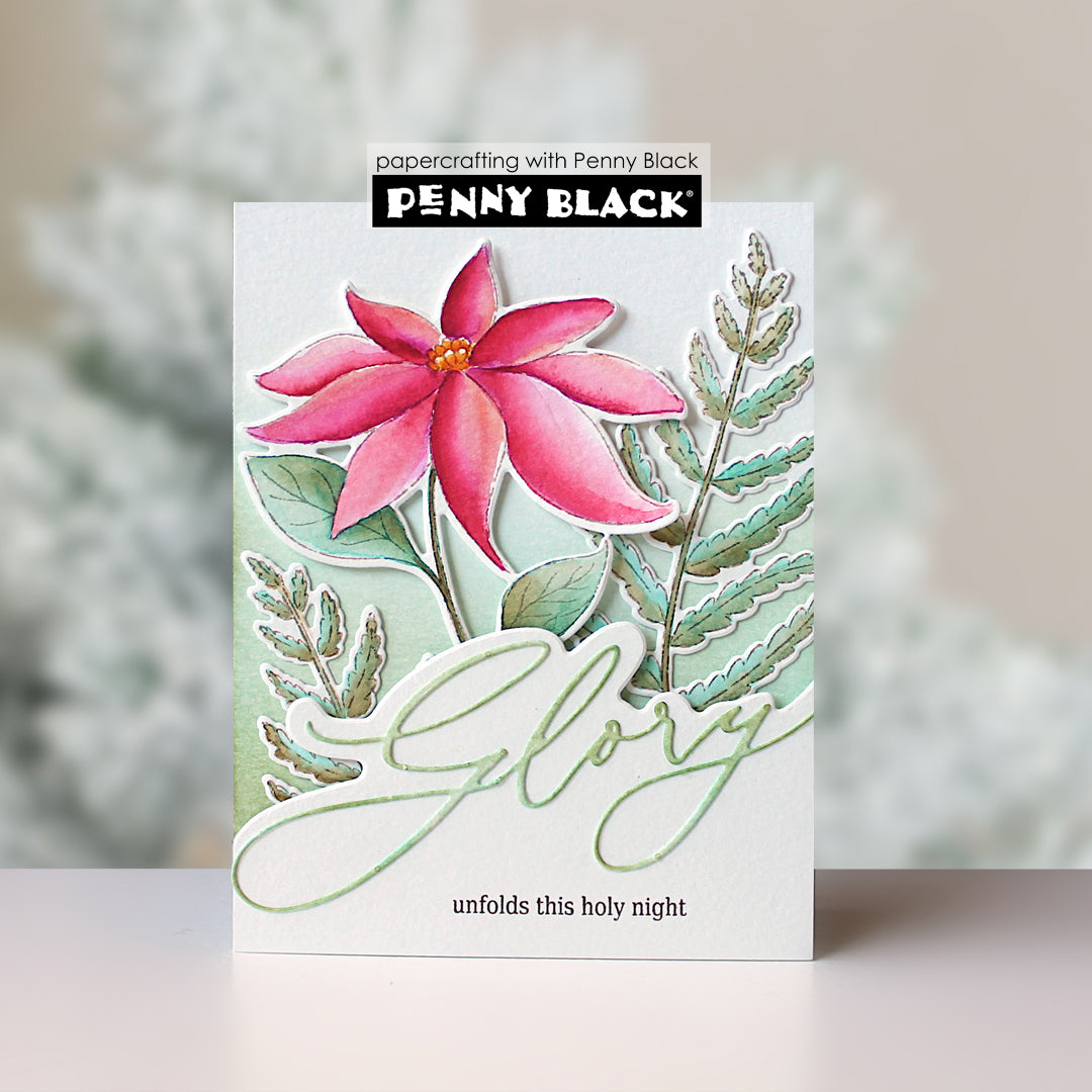 Penny Black Glory Edger Dies 52-044 red poinsettia card