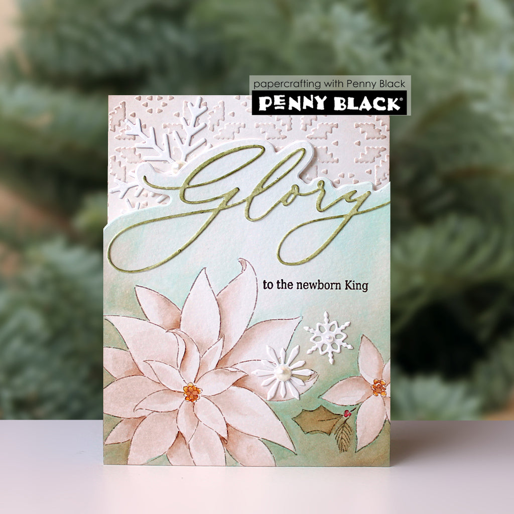Penny Black Glory Edger Dies 52-044 to the newborn king card