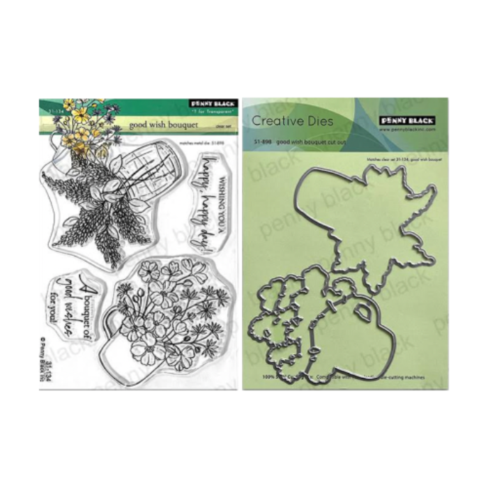 Penny Black Good Wishes Bouquet Clear Stamp and Die Set