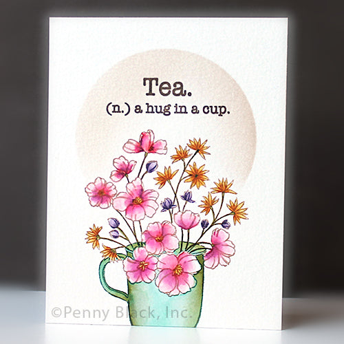Penny Black Good Wishes Bouquet Clear Stamp and Die Set tea cup