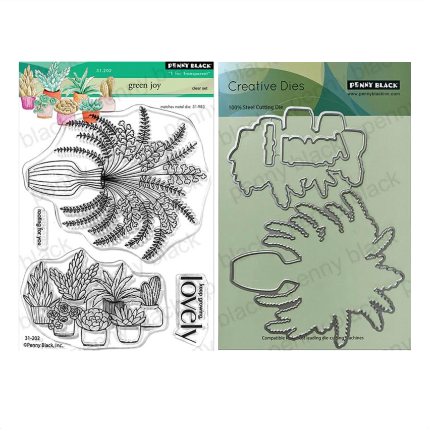 Penny Black Green Joy Clear Stamp and Die Set