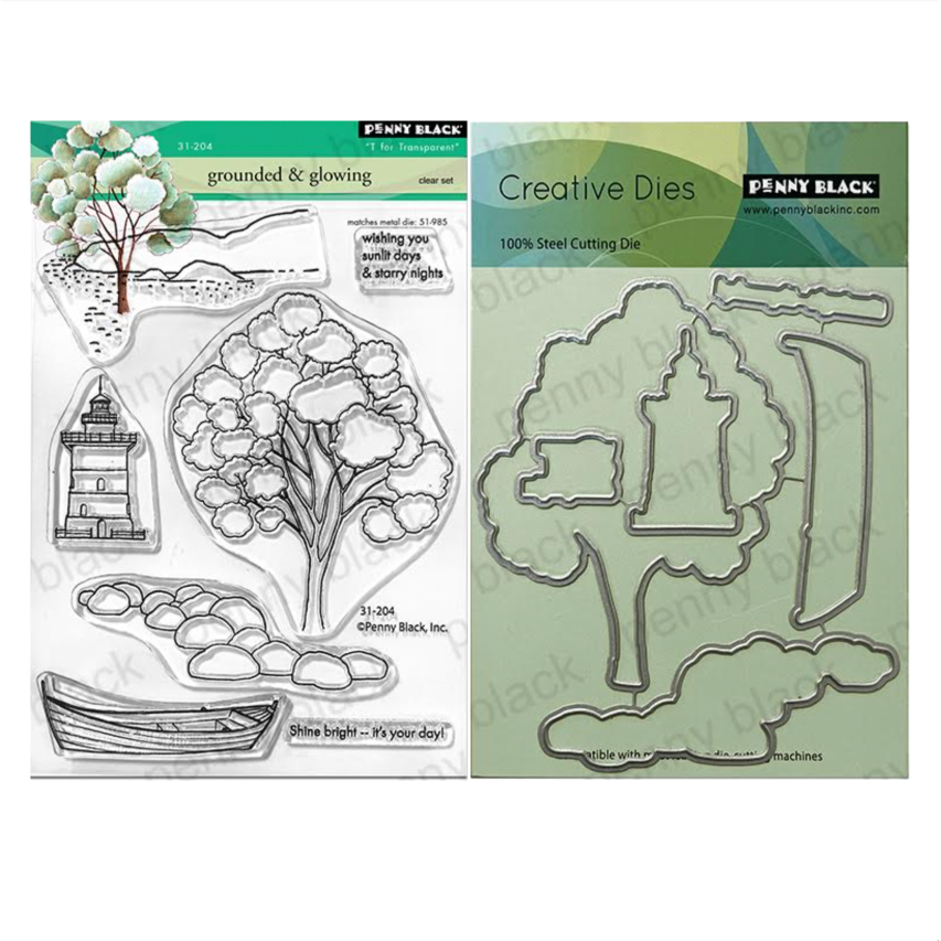 Penny Black Grounded and Glowing Clear Stamp and Die Set