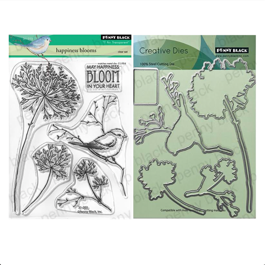 Penny Black Happiness Blooms Clear Stamp and Die Set