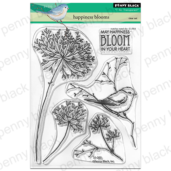 Penny Black Happiness Blooms Clear Stamp and Die Set image 1