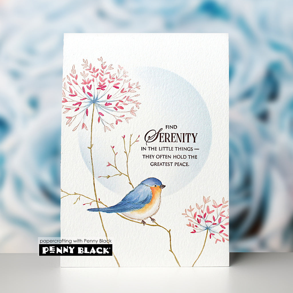 Penny Black Happiness Blooms Clear Stamps 31-203 blue bird