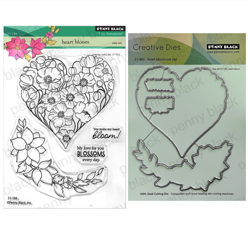 Penny Black Heart Bloom Clear Stamp and Die Set